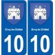 10 Bréviandes blason ville autocollant plaque stickers