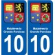 10 Bréviandes blason ville autocollant plaque stickers