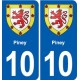 10 Bréviandes blason ville autocollant plaque stickers