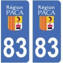 83 Var autocollant plaque immatriculation sticker département PACA