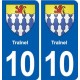 10 Bréviandes blason ville autocollant plaque stickers