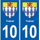 10 Bréviandes blason ville autocollant plaque stickers