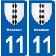 11 Moussan escudo de armas de la ciudad de etiqueta, placa de la etiqueta engomada