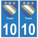 10 Troyes ville autocollant plaque