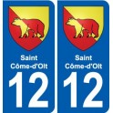 12 Saint-Côme-d'olt coat of arms, city sticker, plate sticker