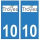 10 Troyes ville autocollant plaque