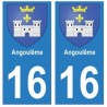 16 Angoulême ville autocollant plaque
