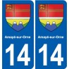 14 Cabourg blason ville autocollant plaque sticker