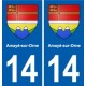 14 Cabourg blason ville autocollant plaque sticker