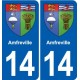 14 Cabourg blason ville autocollant plaque sticker
