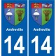 14 Cabourg blason ville autocollant plaque sticker