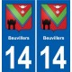14 Cabourg blason ville autocollant plaque sticker