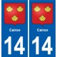 14 Cabourg blason ville autocollant plaque sticker