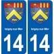 14 Cabourg blason ville autocollant plaque sticker