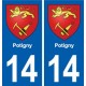 14 Cabourg blason ville autocollant plaque sticker