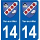 14 Cabourg blason ville autocollant plaque sticker