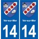 14 Cabourg blason ville autocollant plaque sticker