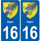 16 Ruffec blason ville autocollant plaque sticker