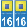 16 Barbezieux-Saint-Hilaire ville autocollant plaque