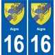 16 Ruffec blason ville autocollant plaque sticker