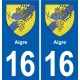 16 Agria escudo de armas de la ciudad de etiqueta, placa de la etiqueta engomada