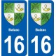 16 Ruffec blason ville autocollant plaque sticker