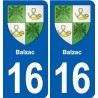 16 Ruffec blason ville autocollant plaque sticker