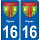 16 Ruffec blason ville autocollant plaque sticker
