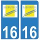 16 Barbezieux-Saint-Hilaire ville autocollant plaque
