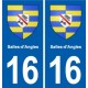 16 Ruffec blason ville autocollant plaque sticker