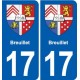 17 Chaniers blason ville autocollant plaque sticker