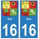 16 Brie ville autocollant plaque
