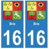 16 Brie ville autocollant plaque
