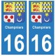 16 Champniers ville autocollant plaque