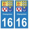 16 Champniers ville autocollant plaque