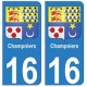 16 Champniers ville autocollant plaque