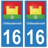 16 Châteaubernard ville autocollant plaque