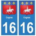 16 Cognac ville autocollant plaque