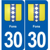 30 Aramon blason ville autocollant plaque stickers