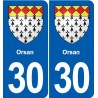 30 Aramon blason ville autocollant plaque stickers
