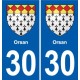30 Aramon blason ville autocollant plaque stickers