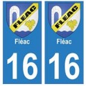 16 Fléac ville autocollant plaque