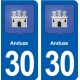 30 Aramon blason ville autocollant plaque stickers