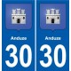 30 Aramon blason ville autocollant plaque stickers