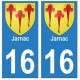 16 Jarnac ville autocollant plaque