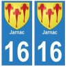 16 Jarnac ville autocollant plaque