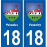 18 Vasselay escudo de armas de la etiqueta engomada de la placa, de la ciudad de la etiqueta engomada