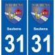 31 Fronton blason ville autocollant plaque stickers