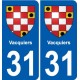 31 Fronton blason ville autocollant plaque stickers