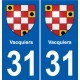 31 Fronton blason ville autocollant plaque stickers